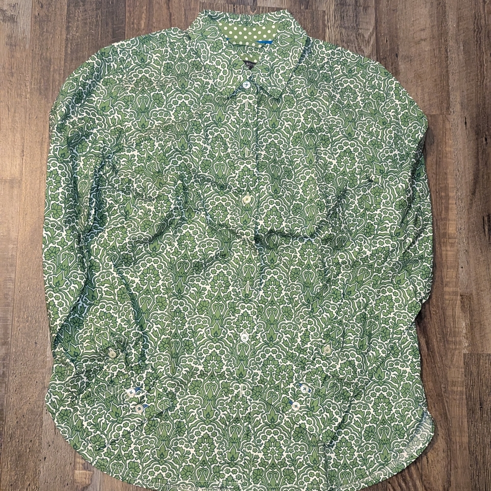 Talbots Green and White Men's Casual Shirt